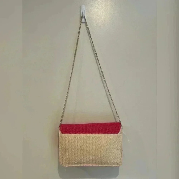 Escada Sorbetto Rosso Watermelon Straw Handbag/Purse/Crossbody - Picture 2 of 6